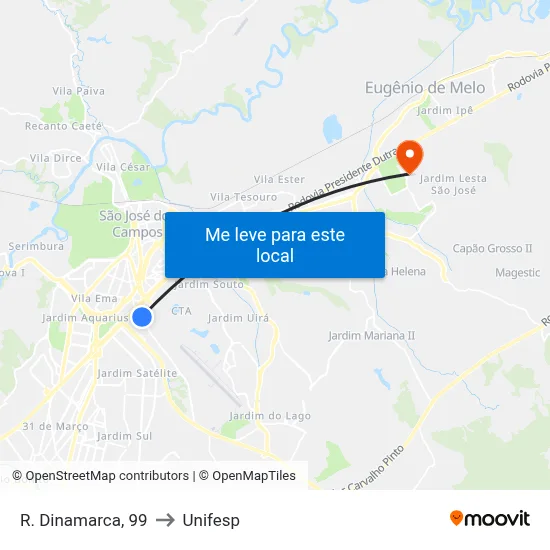 R. Dinamarca, 99 to Unifesp map