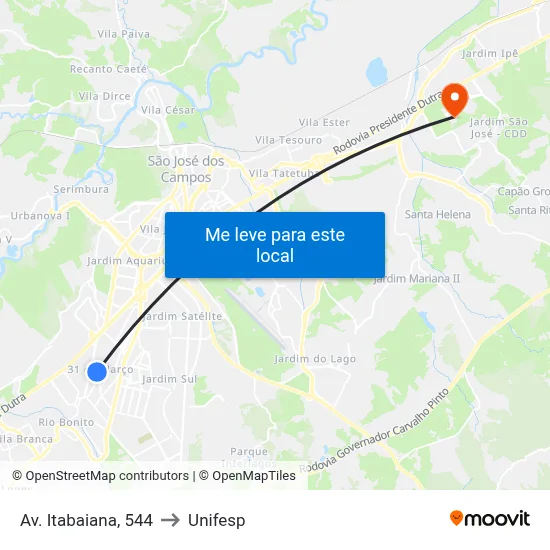 Av. Itabaiana, 544 to Unifesp map