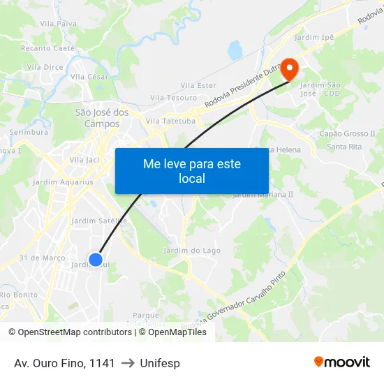 Av. Ouro Fino, 1141 to Unifesp map