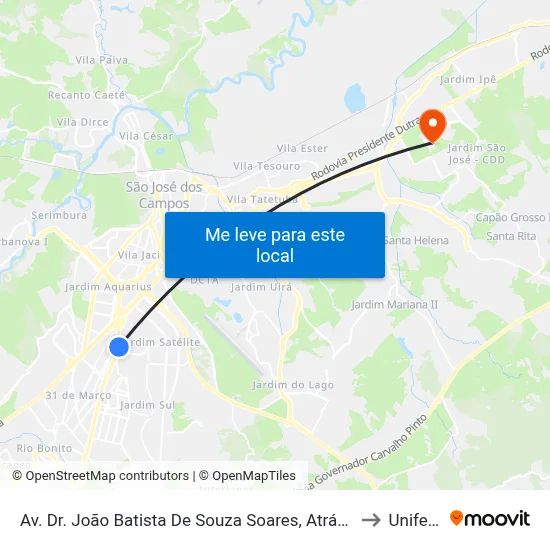 Av. Dr. João Batista De Souza Soares, Atrás 380 to Unifesp map