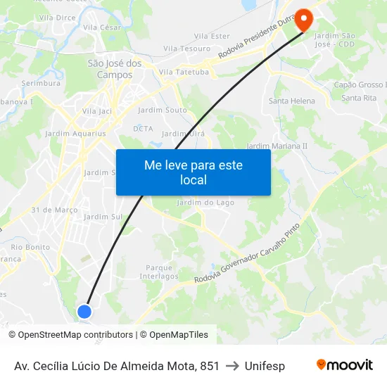 Av. Cecília Lúcio De Almeida Mota, 851 to Unifesp map