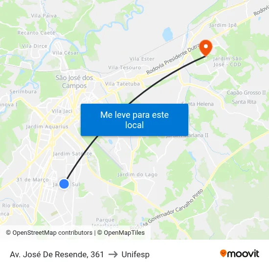 Av. José De Resende, 361 to Unifesp map