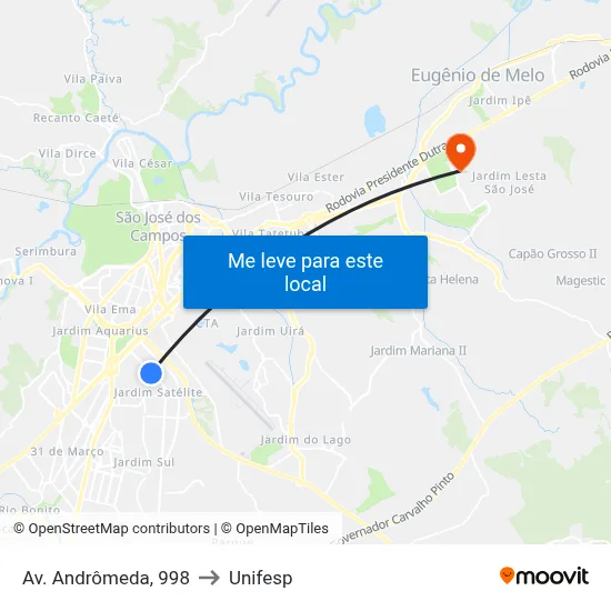Av. Andrômeda, 998 to Unifesp map