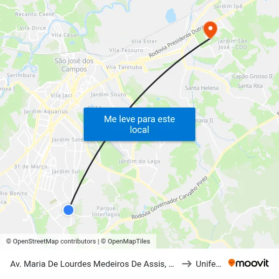 Av. Maria De Lourdes Medeiros De Assis, 140 to Unifesp map