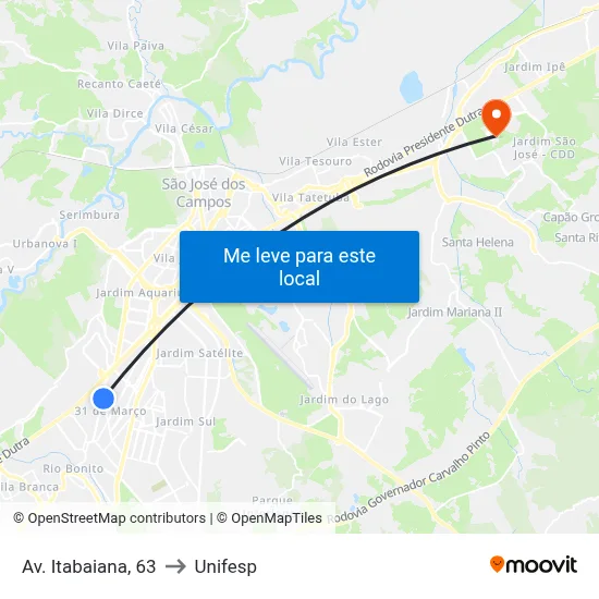 Av. Itabaiana, 63 to Unifesp map