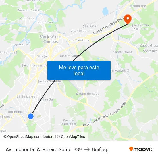 Av. Leonor De A. Ribeiro Souto, 339 to Unifesp map
