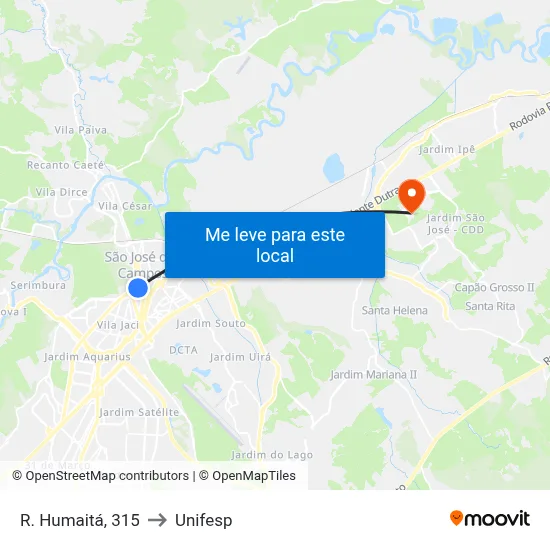 R. Humaitá, 315 to Unifesp map