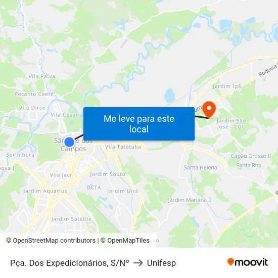 Pça. Dos Expedicionários, S/Nº to Unifesp map