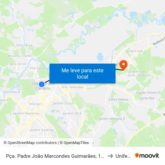 Pça. Padre João Marcondes Guimarães, 106 to Unifesp map