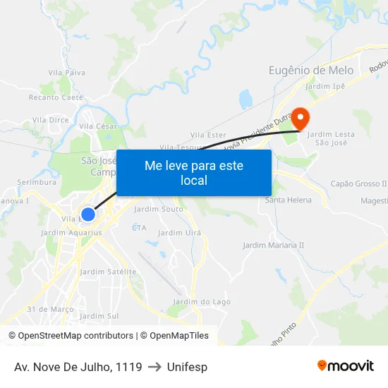 Av. Nove De Julho, 1119 to Unifesp map