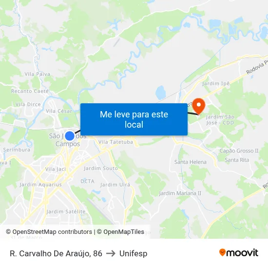 R. Carvalho De Araújo, 86 to Unifesp map
