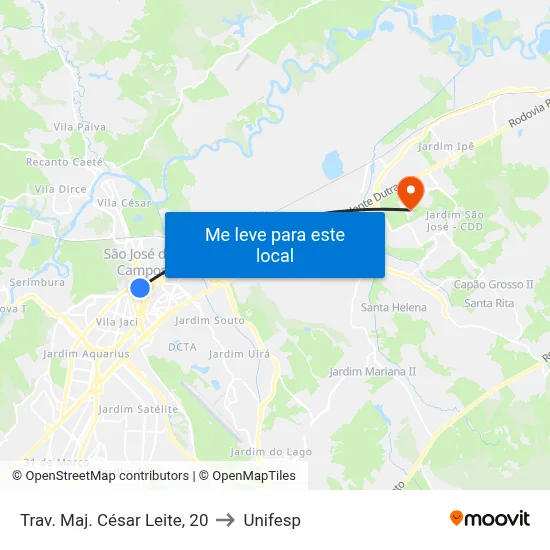 Trav. Maj. César Leite, 20 to Unifesp map