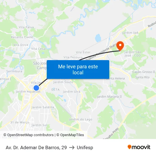 Av. Dr. Ademar De Barros, 29 to Unifesp map