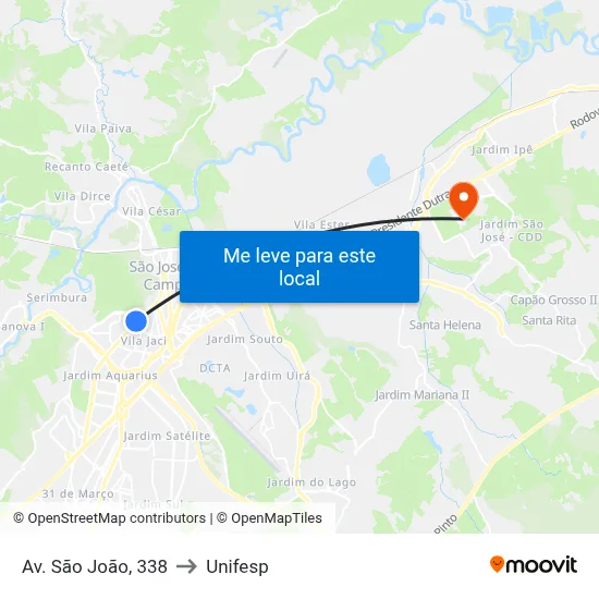 Av. São João, 338 to Unifesp map