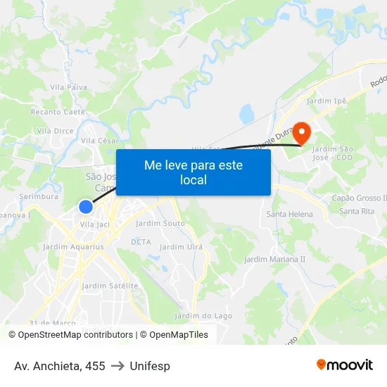 Av. Anchieta, 455 to Unifesp map
