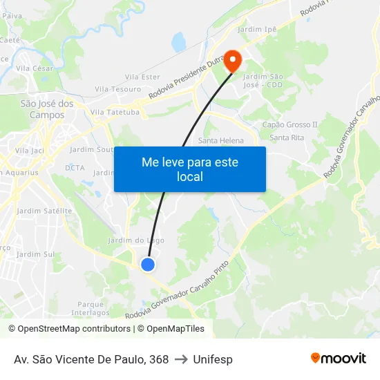 Av. São Vicente De Paulo, 368 to Unifesp map