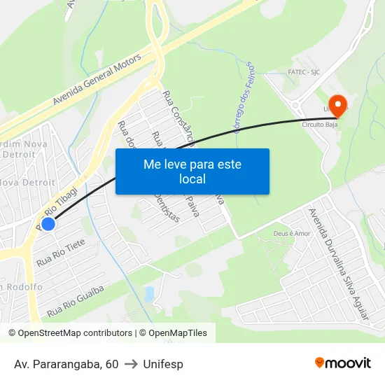 Av. Pararangaba, 60 to Unifesp map
