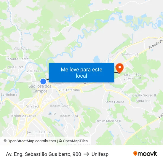 Av. Eng. Sebastião Gualberto, 900 to Unifesp map