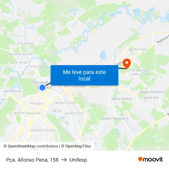 Pça. Afonso Pena, 158 to Unifesp map