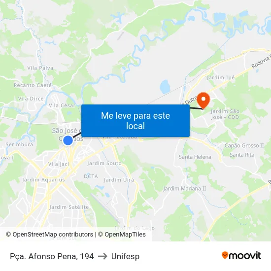 Pça. Afonso Pena, 194 to Unifesp map