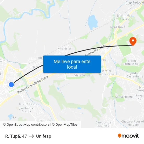 R. Tupã, 47 to Unifesp map
