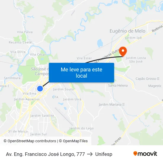 Av. Eng. Francisco José Longo, 777 to Unifesp map
