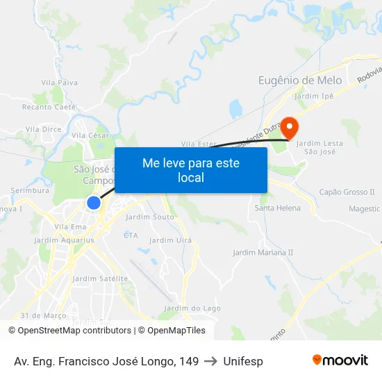 Av. Eng. Francisco José Longo, 149 to Unifesp map