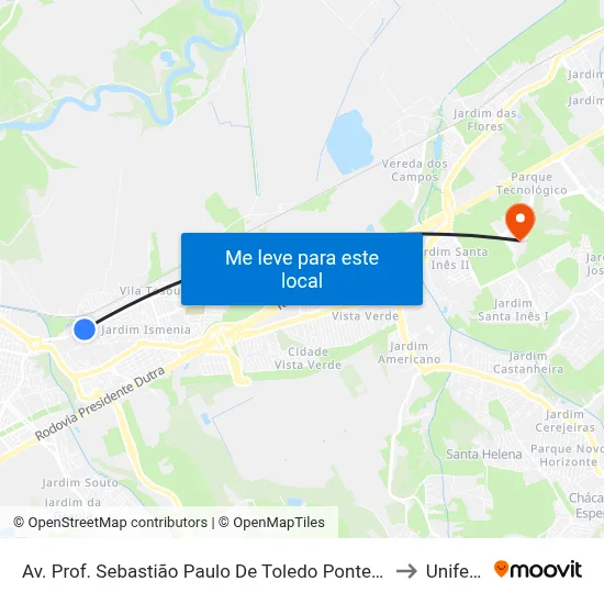 Av. Prof. Sebastião Paulo De Toledo Pontes, 42 to Unifesp map