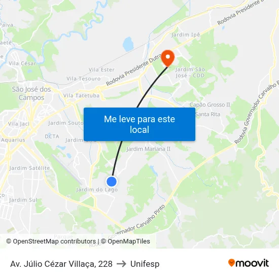 Av. Júlio Cézar Villaça, 228 to Unifesp map