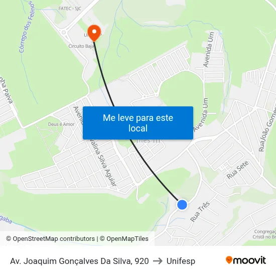 Av. Joaquim Gonçalves Da Silva, 920 to Unifesp map
