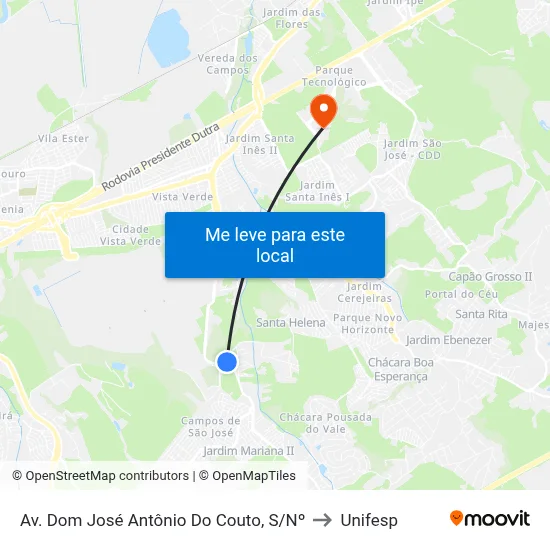 Av. Dom José Antônio Do Couto, S/Nº to Unifesp map