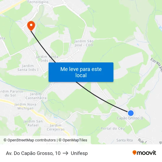 Av. Do Capão Grosso, 10 to Unifesp map