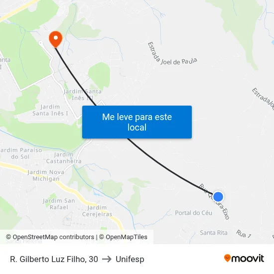 R. Gilberto Luz Filho, 30 to Unifesp map