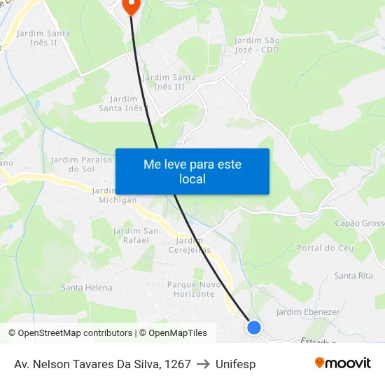 Av. Nelson Tavares Da Silva, 1267 to Unifesp map
