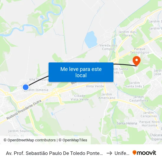Av. Prof. Sebastião Paulo De Toledo Pontes, 455 to Unifesp map