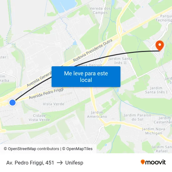 Av. Pedro Friggi, 451 to Unifesp map