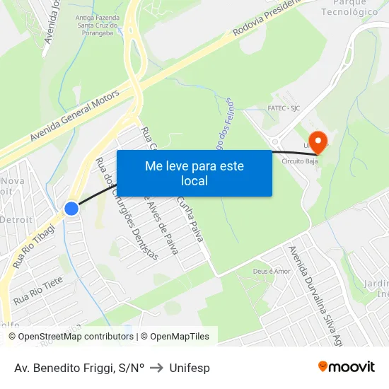 Av. Benedito Friggi, S/Nº to Unifesp map