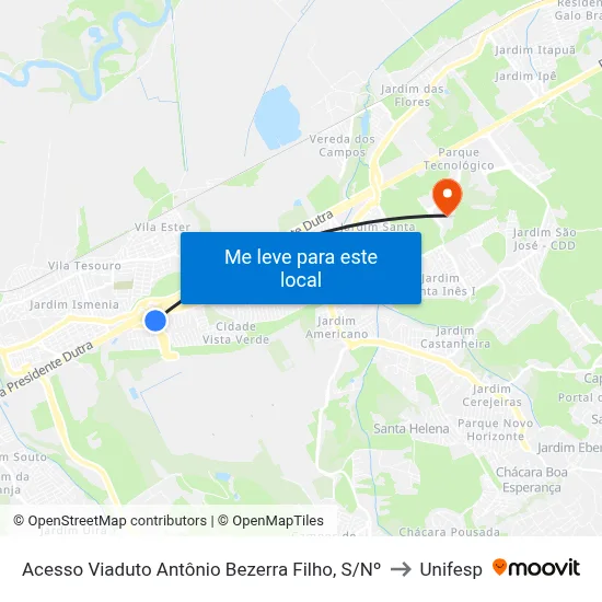 Acesso Viaduto Antônio Bezerra Filho, S/Nº to Unifesp map