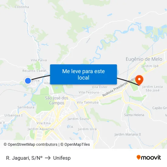 R. Jaguari, S/Nº to Unifesp map