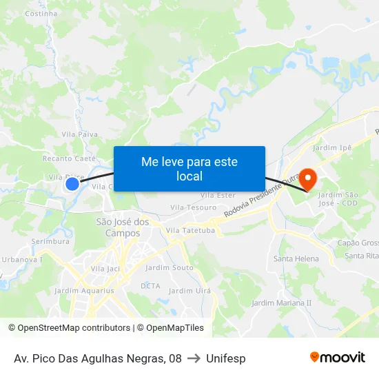 Av. Pico Das Agulhas Negras, 08 to Unifesp map