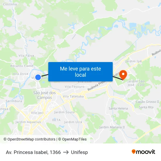 Av. Princesa Isabel, 1366 to Unifesp map