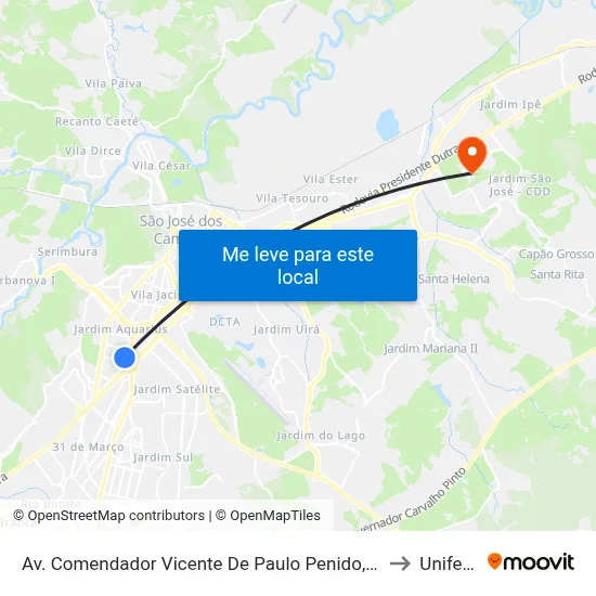 Av. Comendador Vicente De Paulo Penido, 564 to Unifesp map