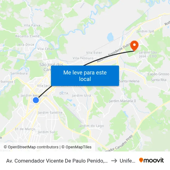 Av. Comendador Vicente De Paulo Penido, 264 to Unifesp map