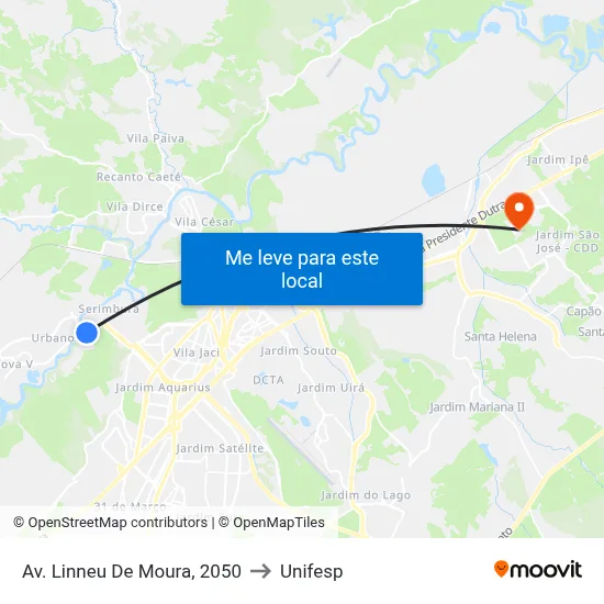 Av. Linneu De Moura, 2050 to Unifesp map