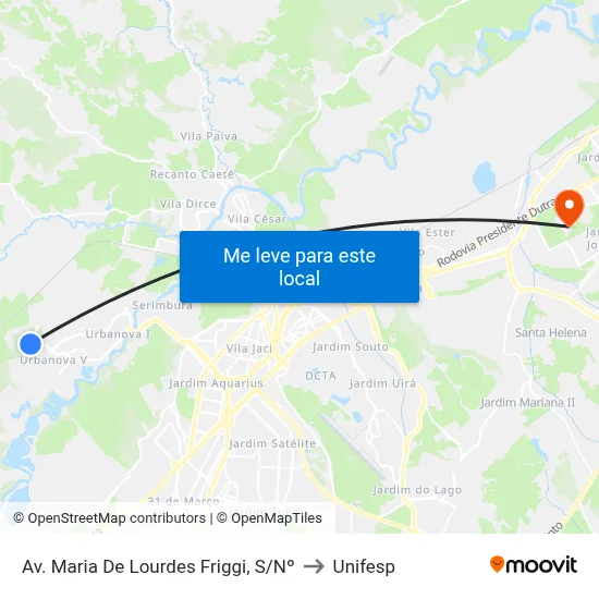 Av. Maria De Lourdes Friggi, S/Nº to Unifesp map