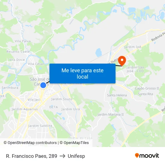 R. Francisco Paes, 289 to Unifesp map