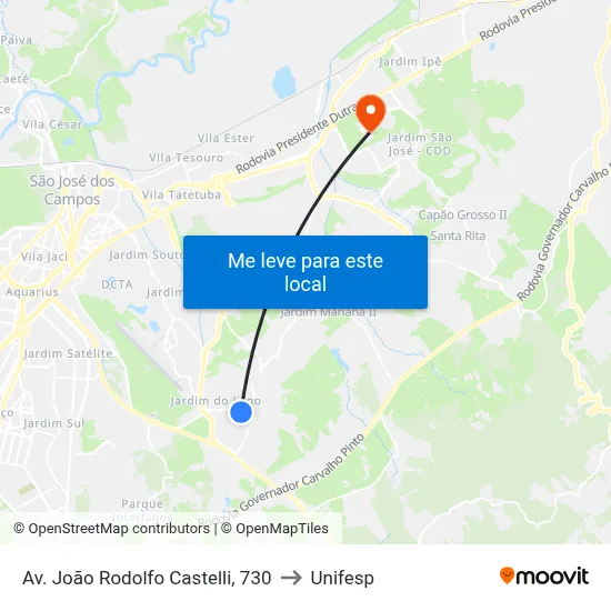 Av. João Rodolfo Castelli, 730 to Unifesp map