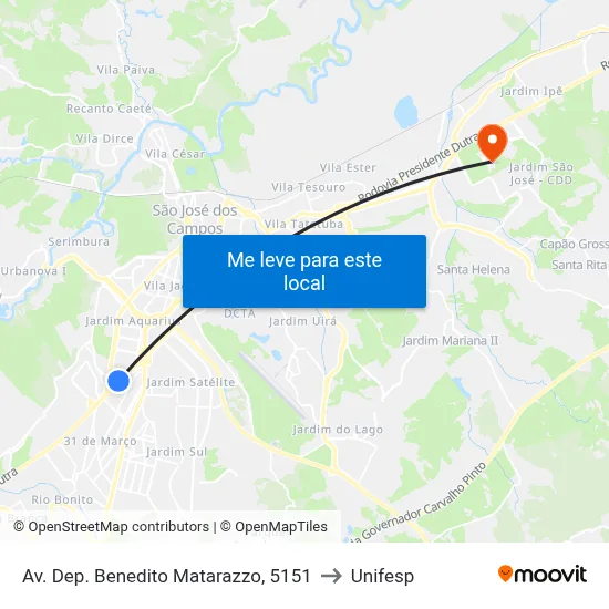 Av. Dep. Benedito Matarazzo, 5151 to Unifesp map