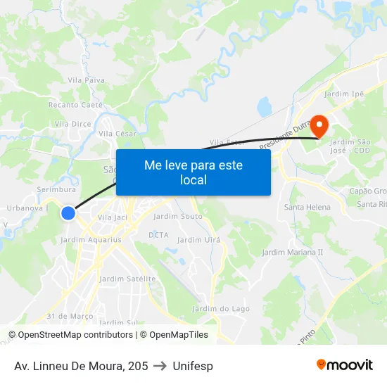 Av. Linneu De Moura, 205 to Unifesp map
