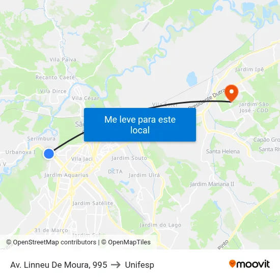 Av. Linneu De Moura, 995 to Unifesp map